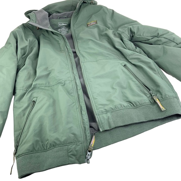 LLBean Green Insulated 3 Season Bomber Hooded Jacket. - Picture 5 of 8